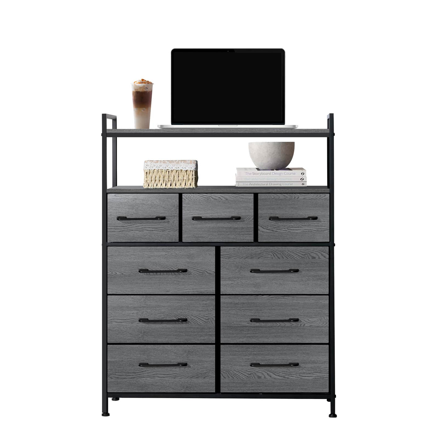 Charging 6 Drawer Dresser, Clothes Storage Tower, Storage Drawers, Organizer, 1 Outlet & 2 USB Ports, Dresser for Closet, Grey