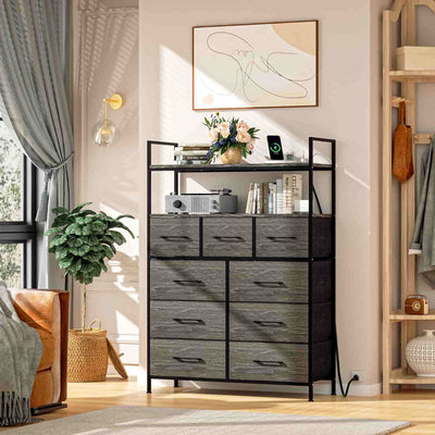 Wasagun Dresser with Fabric Drawers, with 9 Shelves, for Bedroom