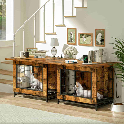 Wasagun Dog Crate Furniture, for Small Dogs, Wood Dog Crate