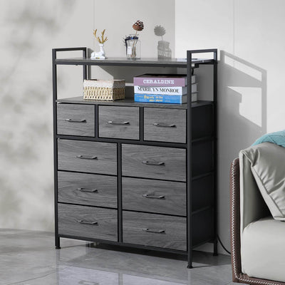 Wasagun Dresser Drawers, 9 Shelves with Charging Station & USB Ports, for Bedroom