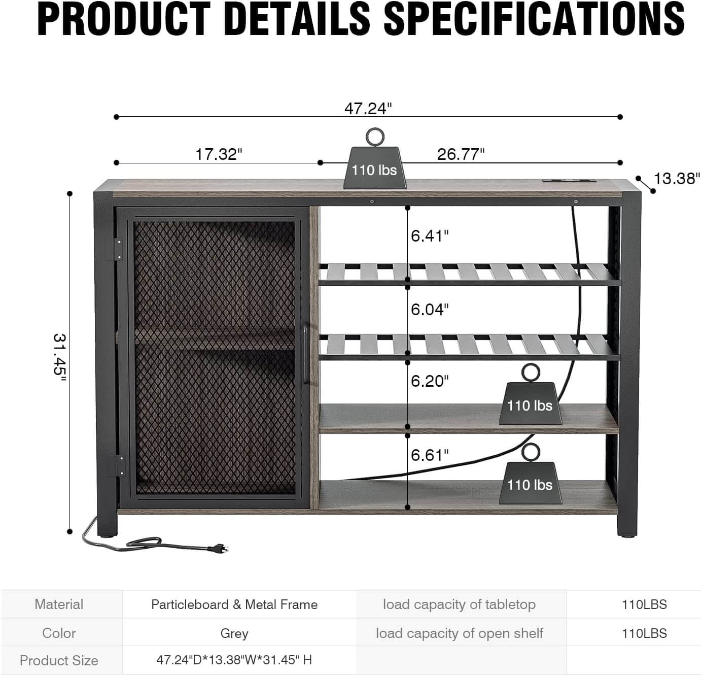 Wasagun Industrial Wine Bar Cabinet, with Wine Glass Holder and Wine Storage