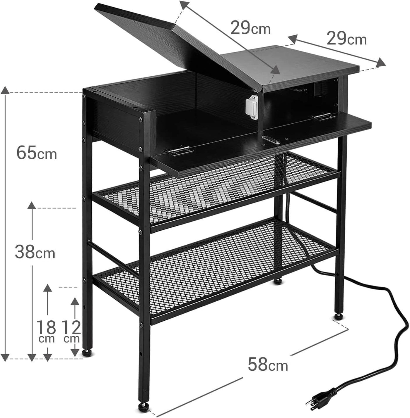 Wasagun Narrow End Table with Drawers and Charging Station